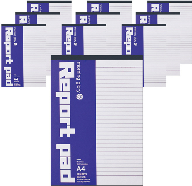 Morning Glory 2000 A4 橫線報告墊, 10個, 藍色 + 白色