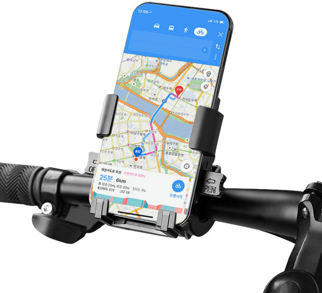 생활공식 원터치 충격흡수 자전거 휴대폰거치대, 블랙, 1개