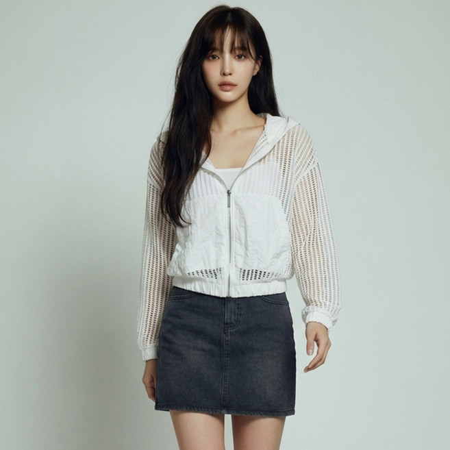 페이퍼먼츠 여성용 아델린 데일리썸 시스루 후드 집업 14054