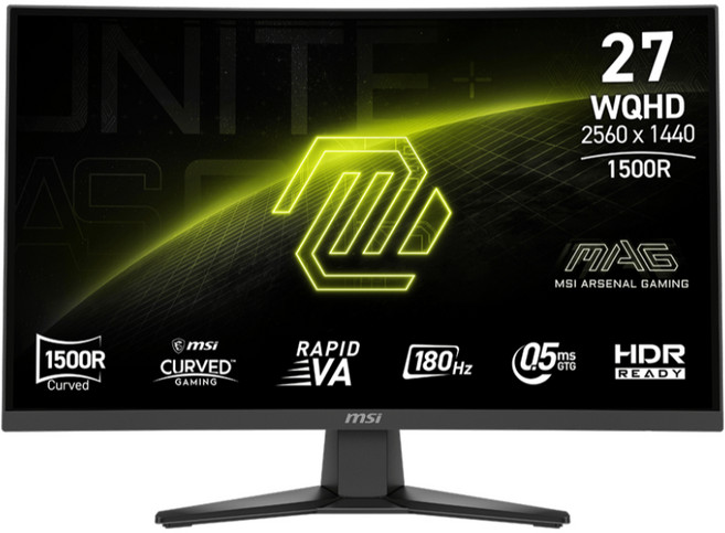 msi 微星 曲面電競螢幕 WQHD VA 180Hz 1500R/0.5ms/HDR/低藍光, 27吋, MAG 275CQF E18