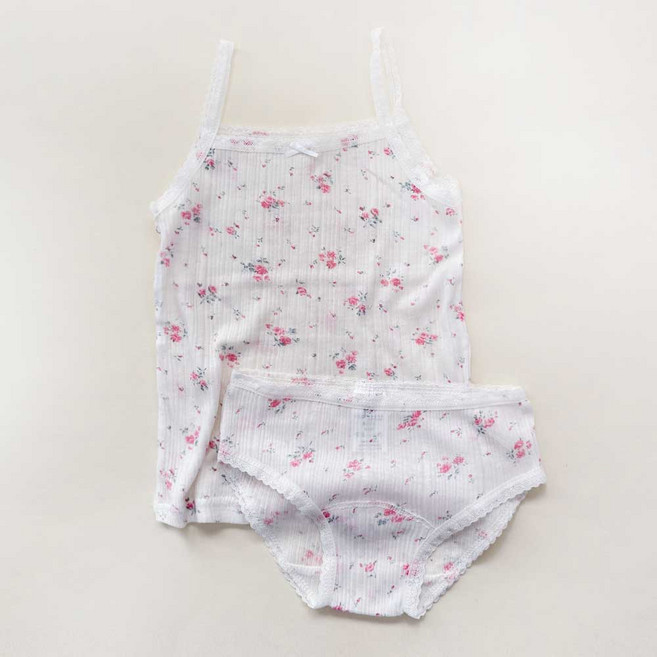 여아용 설레 이너세트 골지 큐티 탑 끈 사계절 나시 + 삼각팬티 속옷세트