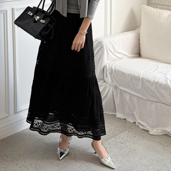 난닝구 머린프 밴딩 레이스 스커트