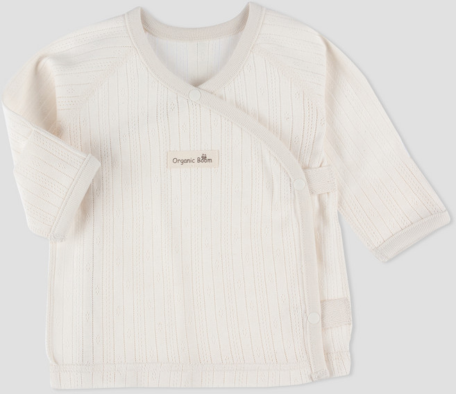 오가닉붐 유아용 아일렛 자카드 스냅 배냇 저고리