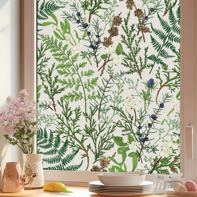 LANO 그리너리 창문 시트지 무점착 사생활 보호 필름