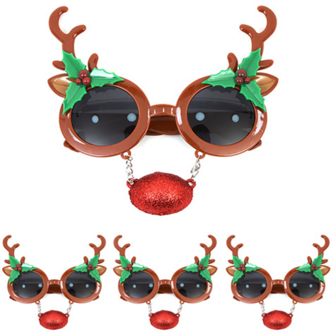 파티해 루돌프 빨간코 안경, 브라운, 4개