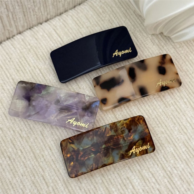 ROSICLER 大理石紋方形自動髮夾4件組