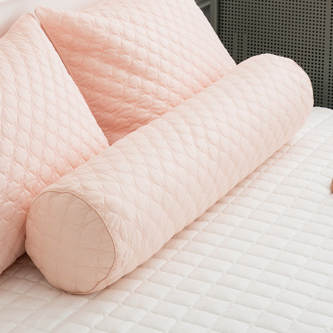 아이닉스 순면100 롱 원형 누빔 바디필로우커버 솜포함, 핑크