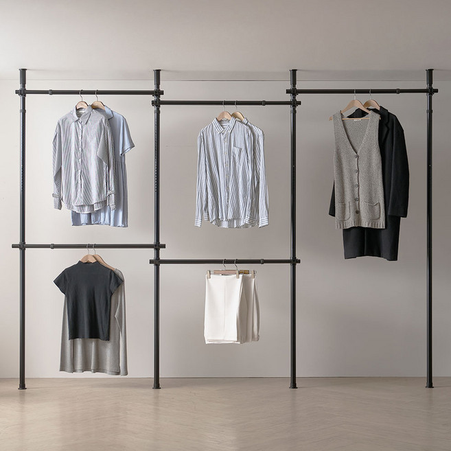 행거전문가 베이직 5단 옷걸이행거 38mm, 블랙