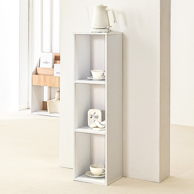양지가구 공간박스 슬림 책장, 백색, 3단