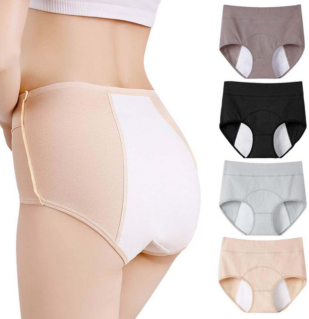 TWISTAR 高腰安心純棉生理褲 4件組, 混合顏色