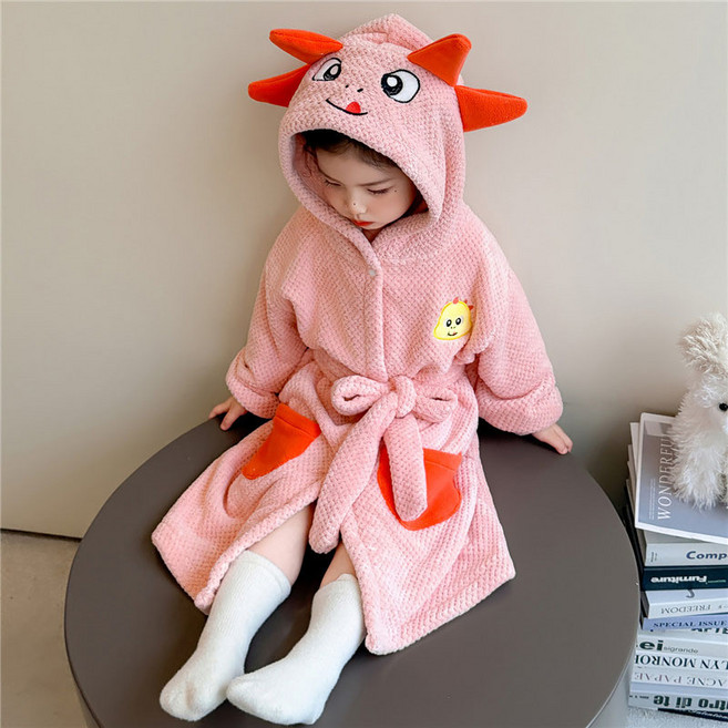 Starbean 彩色口袋恐龍連帽浴袍