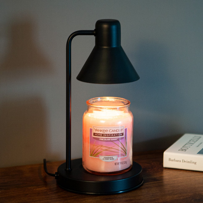 양키캔들 홈 인스퍼레이션 라지자 + 더스윗 모노 캔들워머 다이얼 + 전구 2p 세트, 핑크 아일랜드 썬셋, 블랙(캔들워머)