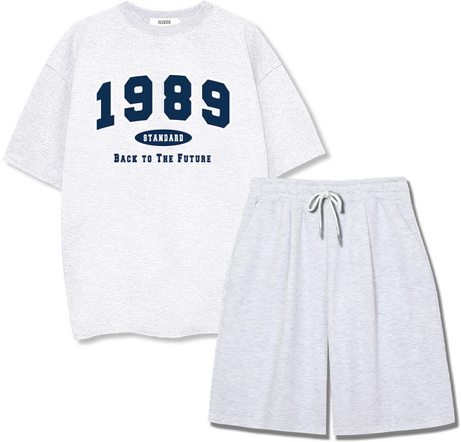 일루소 남성용 특양면 1989스탠다드 반팔티 + 버뮤다 원턱 트레이닝 반바지 세트