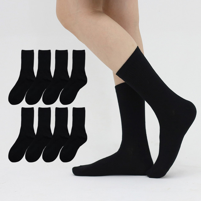 이지레그 여성용 스포츠 밴딩 논쿠션 장목 무지 양말 8켤레