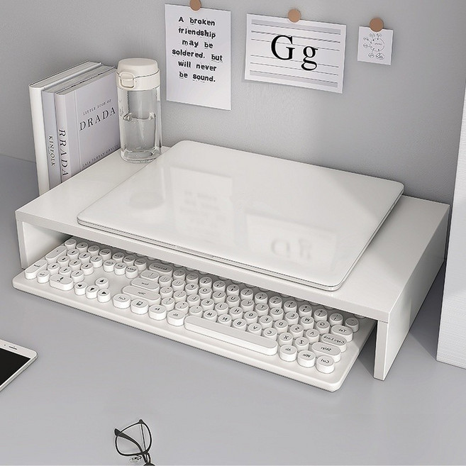 青溫家 單層螢幕桌上型支架整理架, 白色