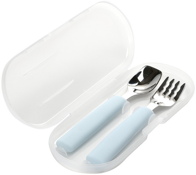 데일리라이크 봉봉 실리콘 스푼 포크 세트, 02 스카이블루, 스푼+포크 1세트, 1개