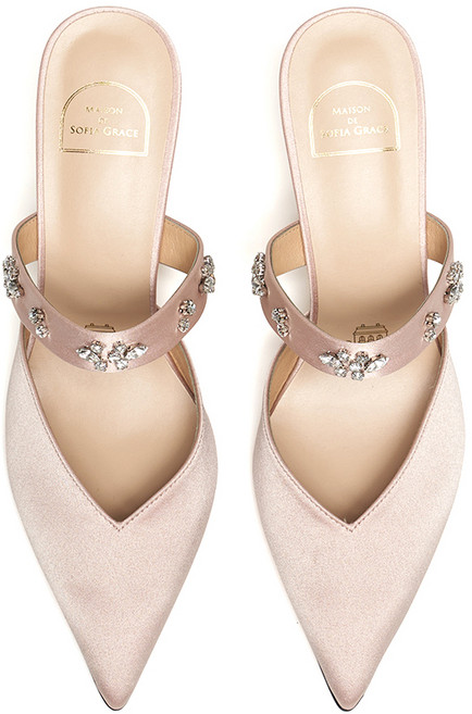 소피아그레이스 여성용 브리저튼 크리스탈 발등스트랩 스틸레토 뮬 8cm