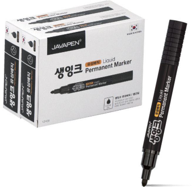 자바펜 생잉크 유성 매직 12p, 검정, 24개