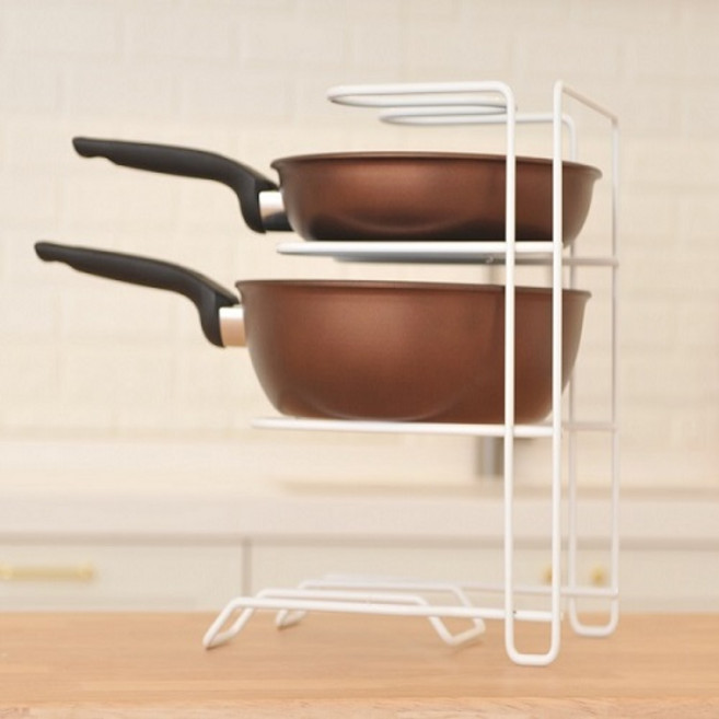 벨리체 프라이팬 냄비 수납 거치 정리대, 4단, 화이트, 1개