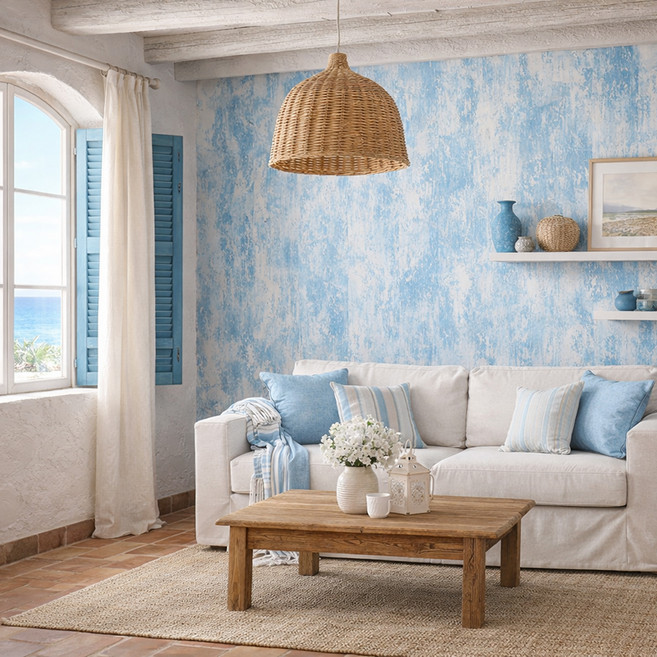 시트몰이 워시드 빈티지 패널 시트지, 블루 워시 우드