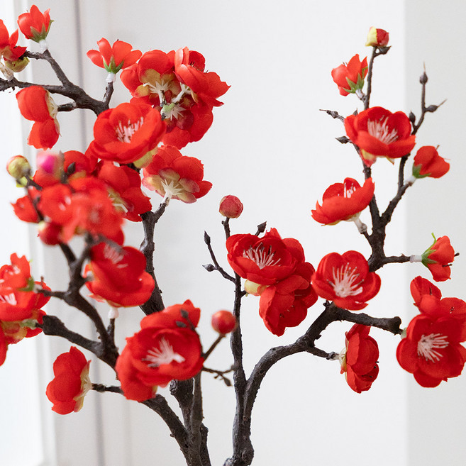 플라워트리 조화 매화 가지 36cm, 레드, 2개