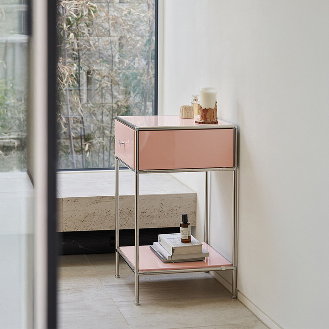 포더홈 무디 모듈 협탁 400 하부 선반형 방문설치, 핑크, 1개