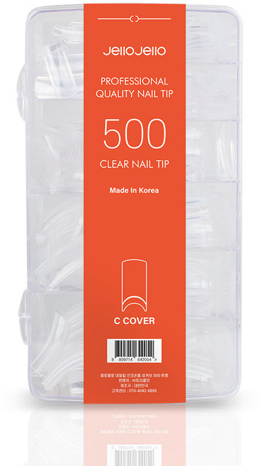 젤로젤로 연장 네일팁 인조팁 씨커브 10종 x 50p 세트, 투명, 1개
