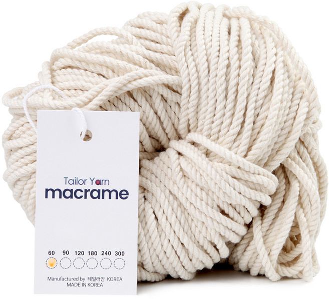 미소털실 미소니트 마크라메실 코드 코튼 로프 3mm 60합, 무지, 1개
