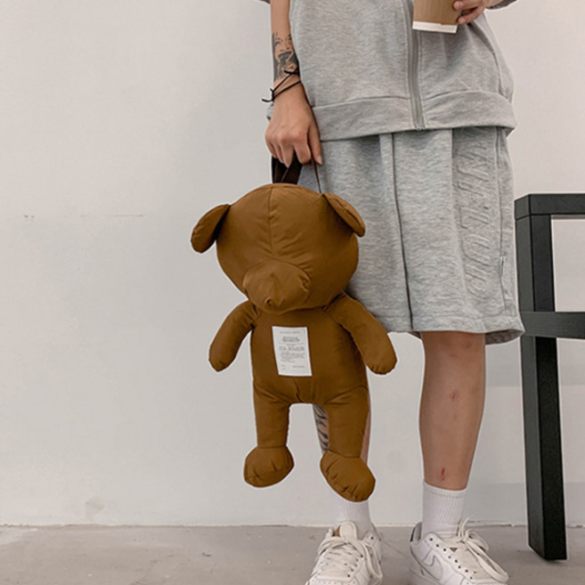 연이랜드 여성용 패치 곰돌이 인형 백팩