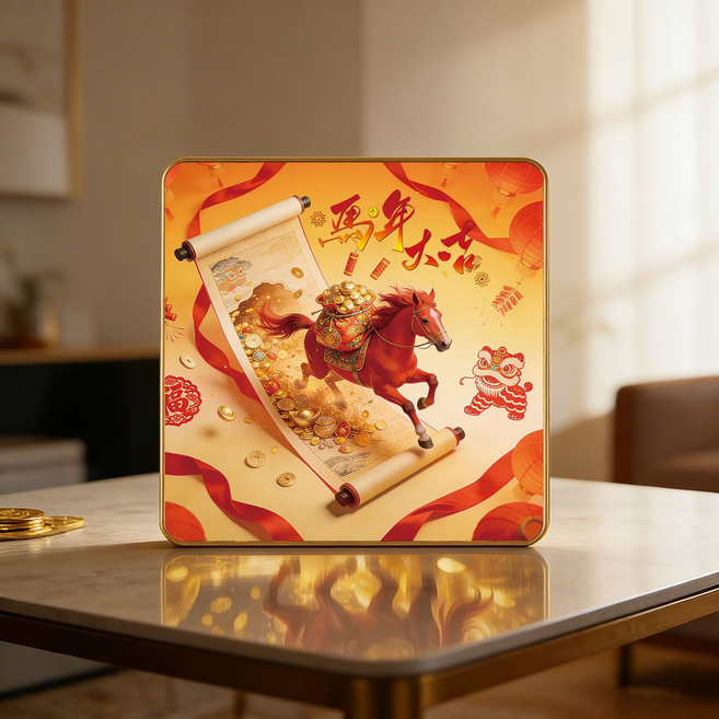 픽노아 2026 도약을 상징하는 붉은말 액자 디자인 2, 골드