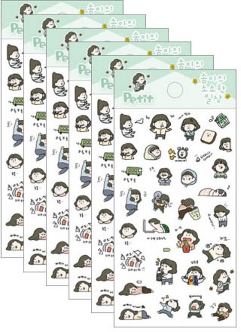 쁘띠팬시 솜이의 소소한 일상 다이어리 스티커 DA5569, 혼합색상, 6개
