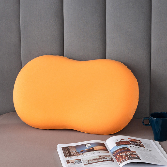 레인보우 메모리폼 고양이배 베개, 노란색, 2개