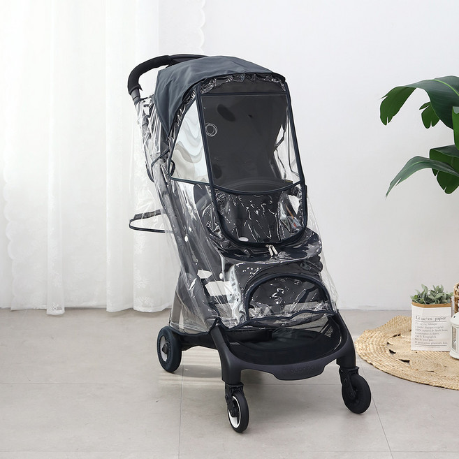 맘네스트 엠타입 유모차 사계절 레인커버, 블루블랙, 1개