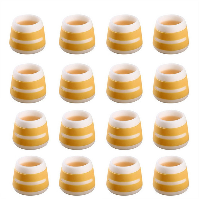 데일리리빙 미끄럼방지 실리콘 의자발 커버, 라인엘로우, 16개