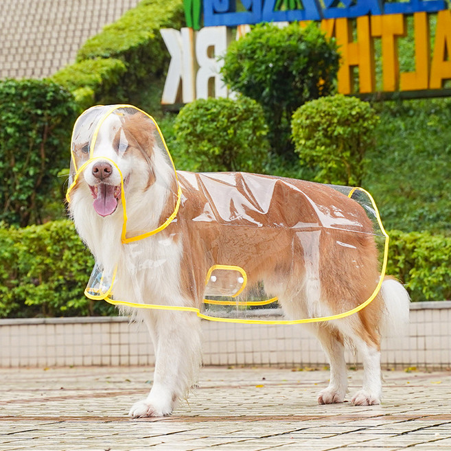 PASTEL PET 中大型犬透明雨衣, 1個, 黃色