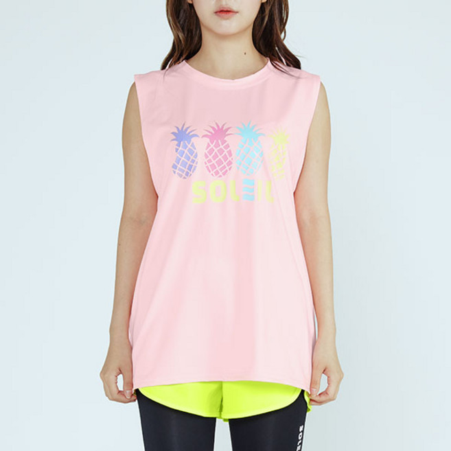 솔레일 여성용 닐라 루즈핏 나시 + 일체형 베이직 반바지 5부 워터레깅스 래쉬가드 세트