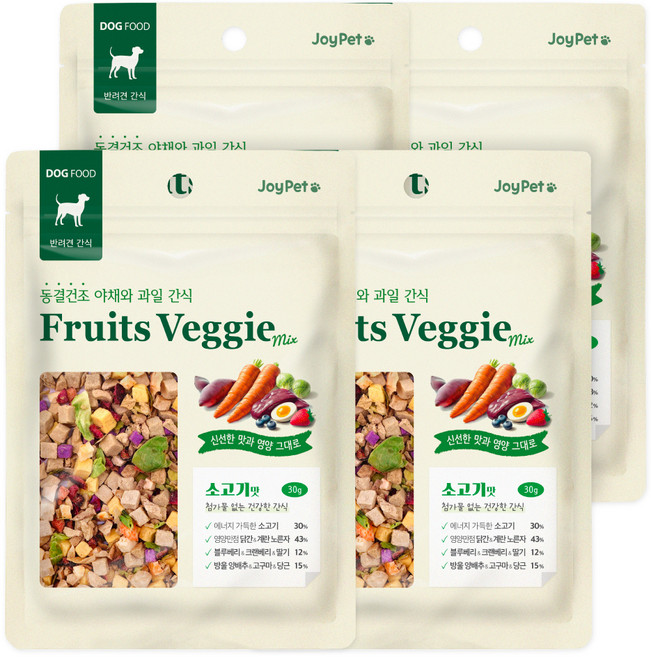 조이펫 강아지 야채와 과일 동결건조 간식, 소고기, 30g, 4개