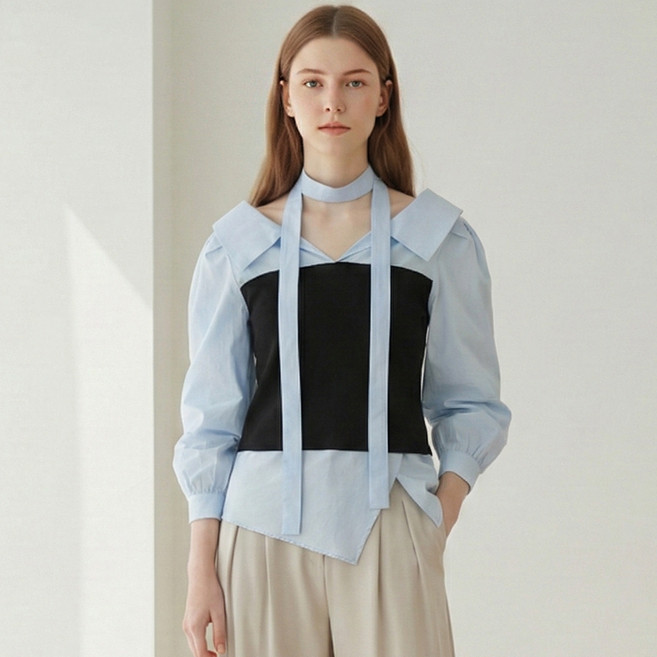 페이지플린 스트랩 뷔스티에 카라 블라우스 P6ABL005M