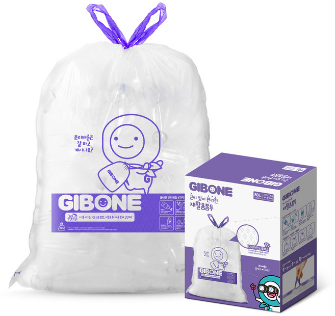 기본에 끈이 있어 편리한 재활용봉투, 80L, 40개