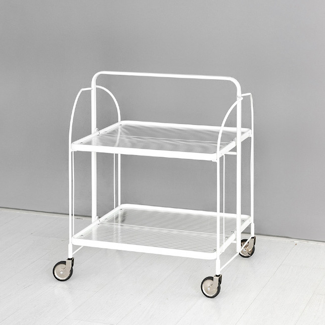 마켓비 심플리 투명 접이식 트롤리 웨이브 스토퍼형 2단, 화이트