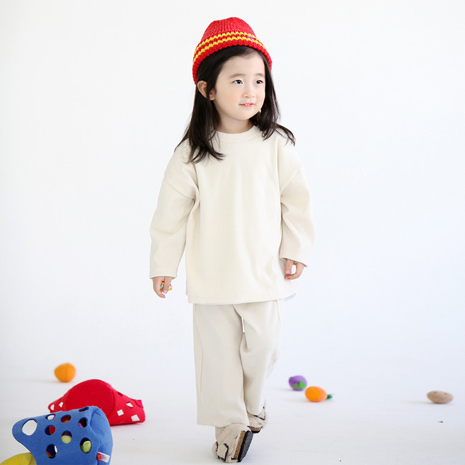 BOOMBOOMKIDS Merci Beaucoup 兒童自然風羅紋上下衣套裝 SS23F21