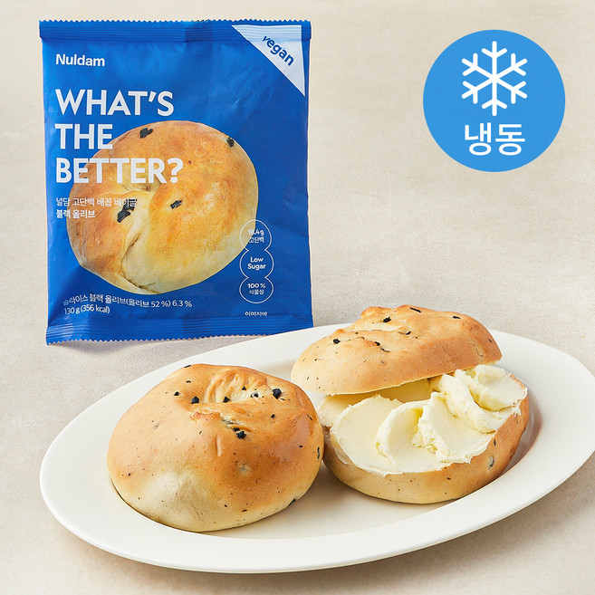 널담 고단백 블랙올리브 배꼽 베이글 (냉동), 130g, 1개입, 3개