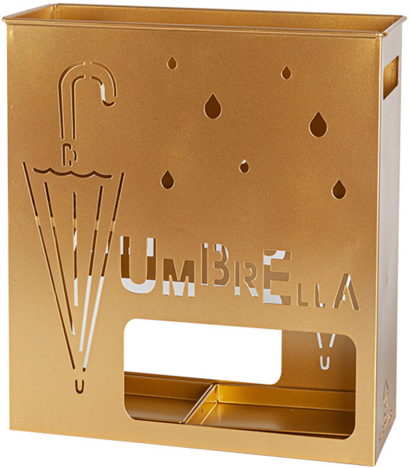 설렘하우스 대용량 철제 사각 우산꽂이, 1개, 골드