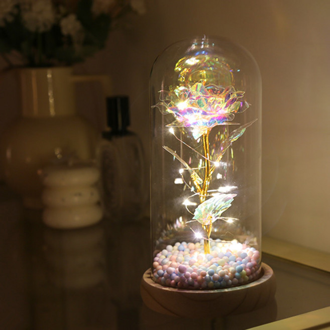 입체 유리돔 장미 무드등, 오로라