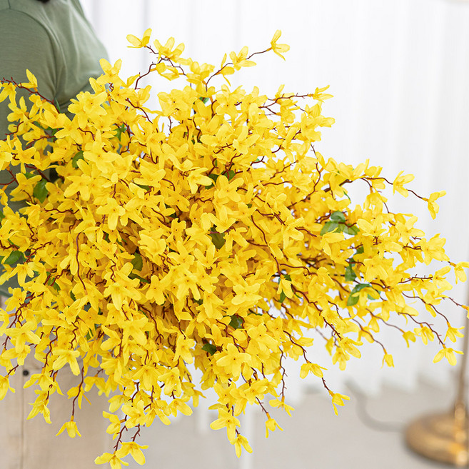 플라워트리 조화 봄 화사한 개나리 꽃다발, 노랑, 1개