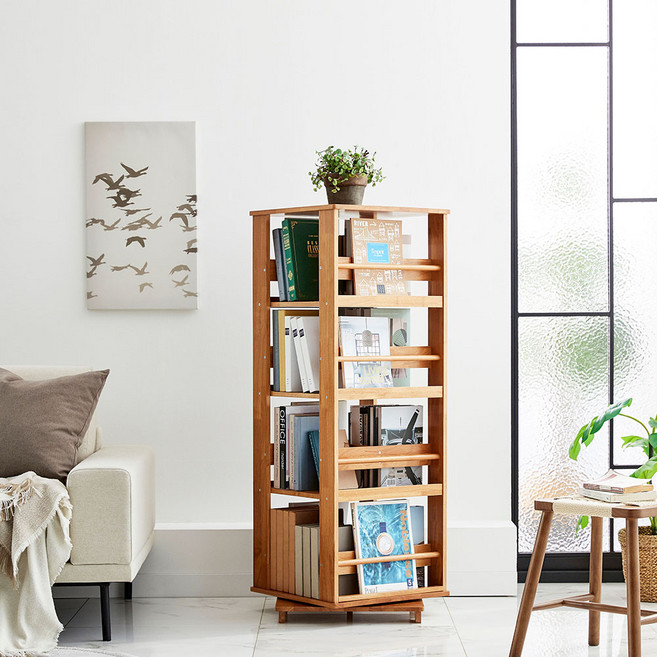 맘스보드 러버피노 회전 책장, 브라운, 4단