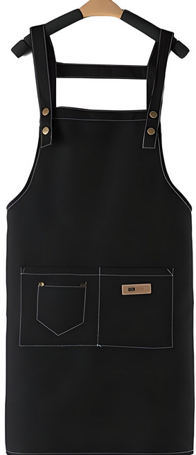 hillo 咖啡師帆布吊帶圍裙, 黑色的, 1件