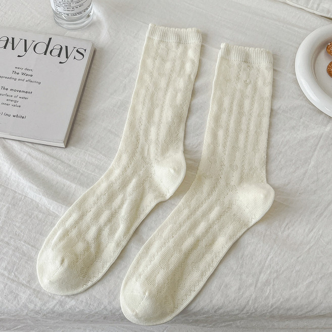 마켓피아 여성용 펀칭 짜임 골지 패션 양말 5족