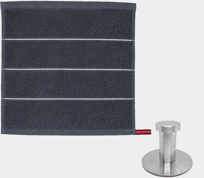 모나코올리브 호텔식 스트라이프 핸드타월 + 스텐 원형 후크 세트, 그레이(핸드타월), 1세트