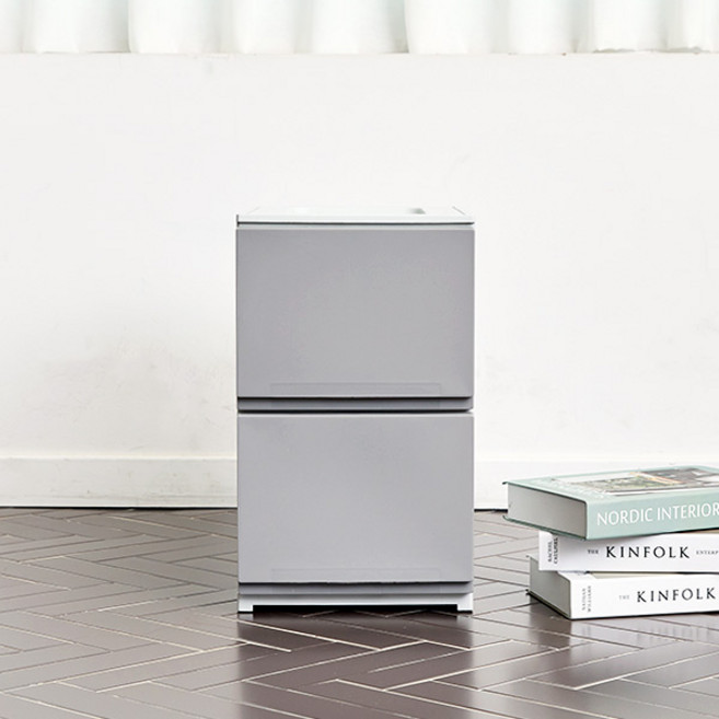 까사마루 트렌디 서랍장 슬림, 그레이, 2단